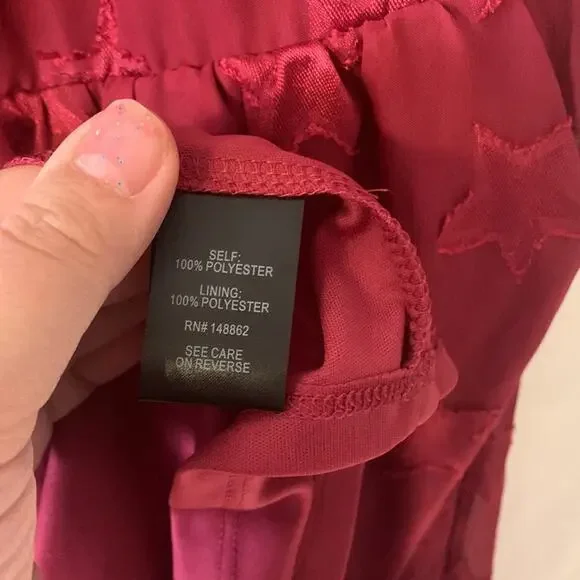 Torrid womens T size 00 medium large 10 red stars midi chiffon dress cute casual - Picture 13 of 15